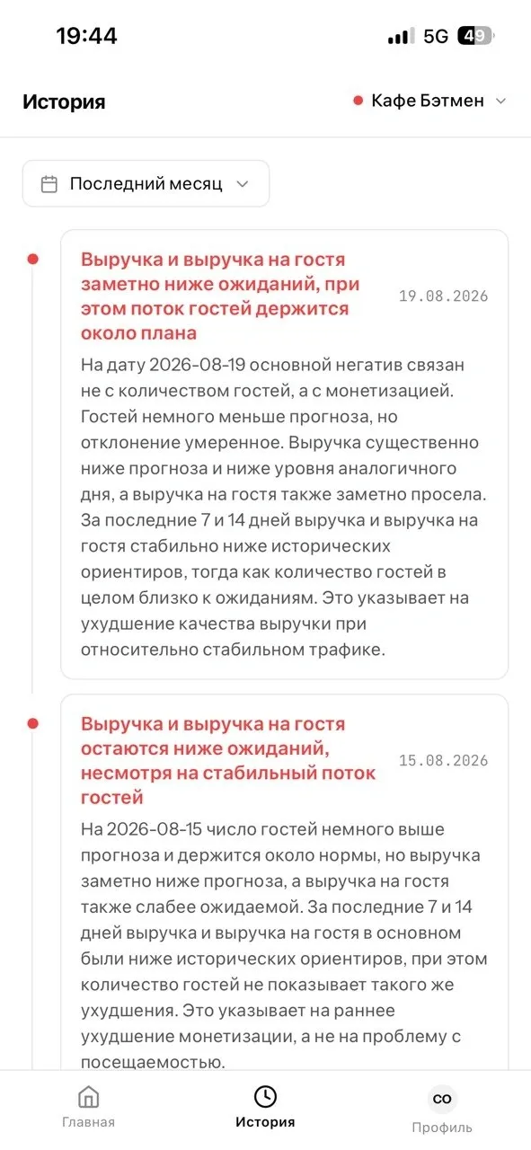 История предупреждений EarlyWarny